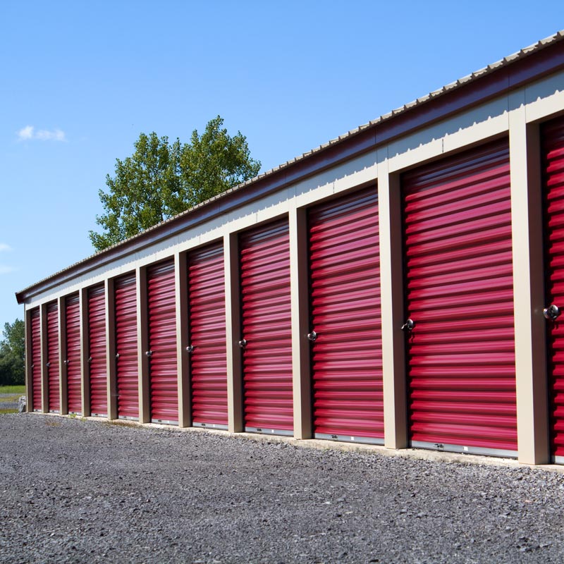 storage facility with red doors